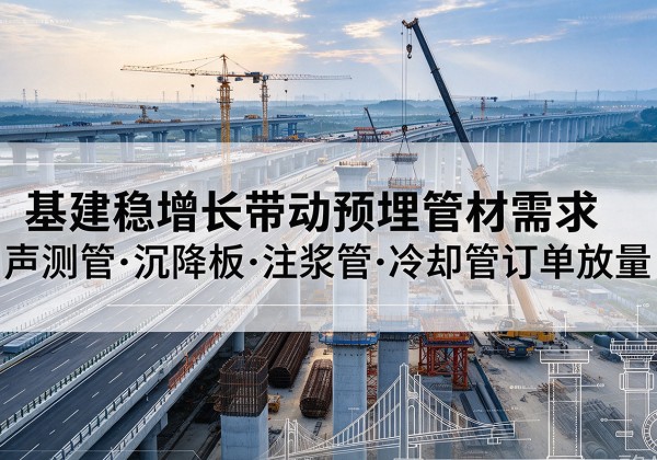 嘉峪关基建稳增长带动预埋监测管材需求，声测管、沉降板、注浆管订单持续放量